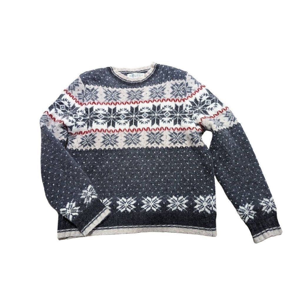 Valerie Stevens Furblend Women's Gray Snow Flake Lambswool Angora Sweater Small